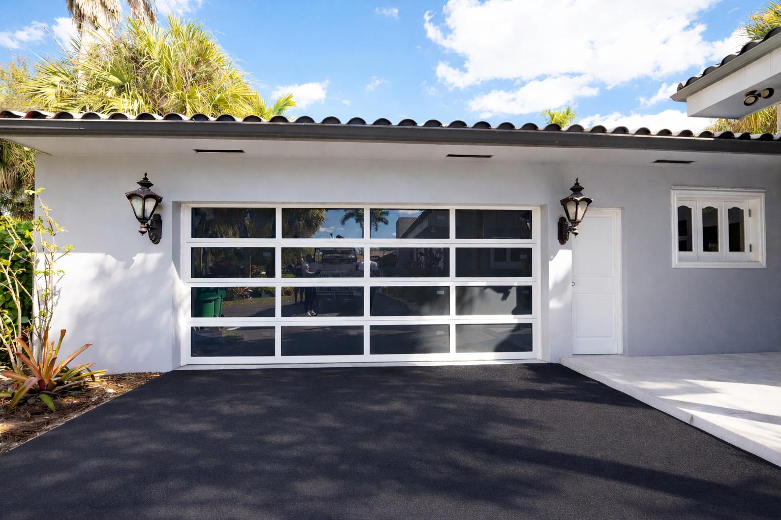 Classic white glass panel garage